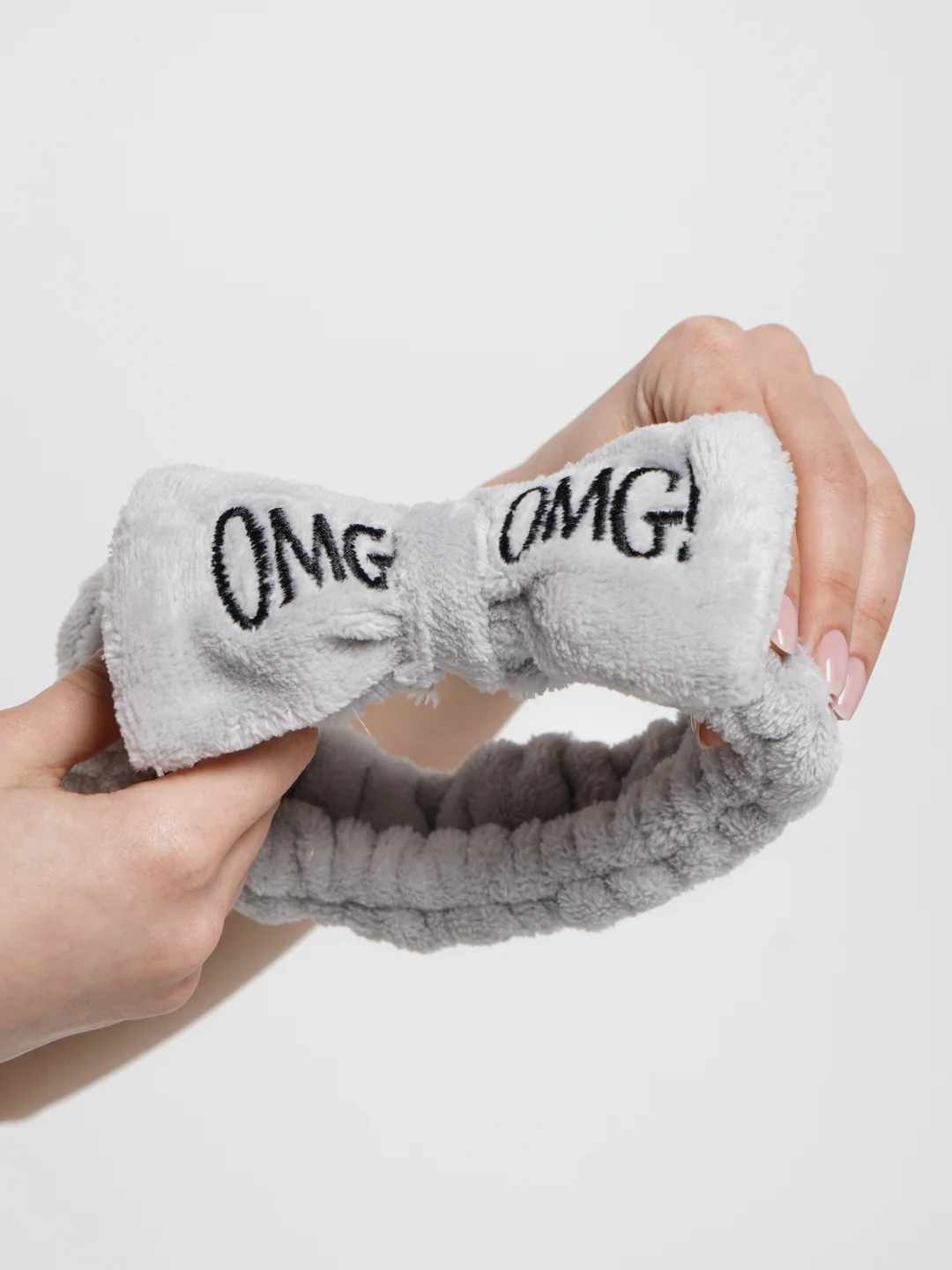 Серый бант повязка OMG для волос на голову для косметических процедур