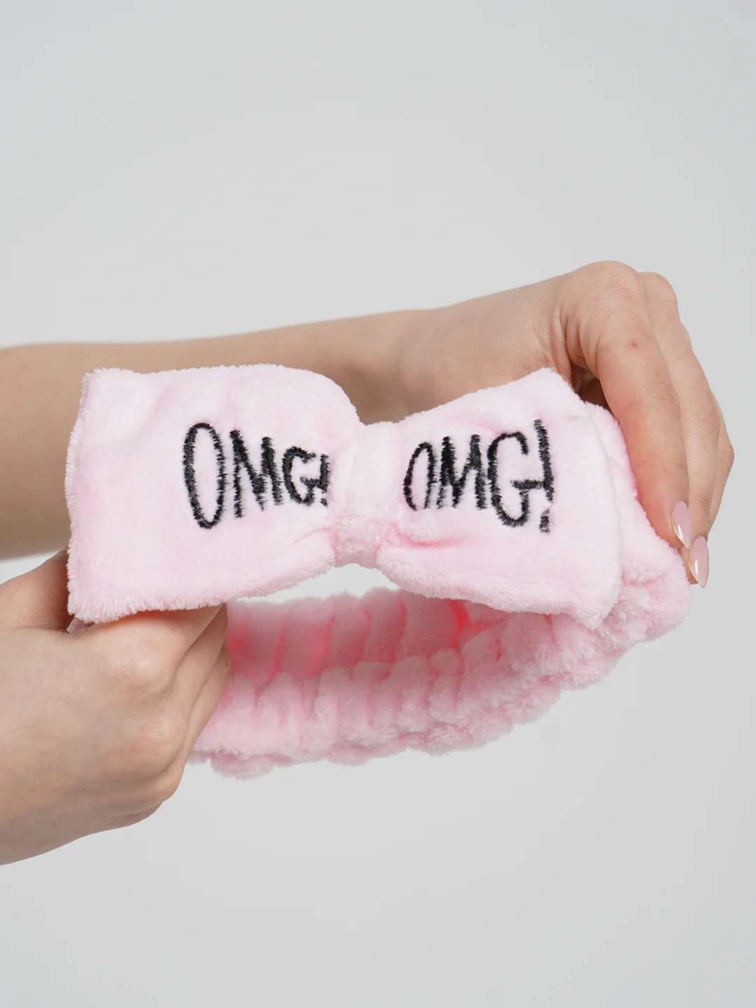 Розовый бант повязка OMG для волос на голову для косметических процедур