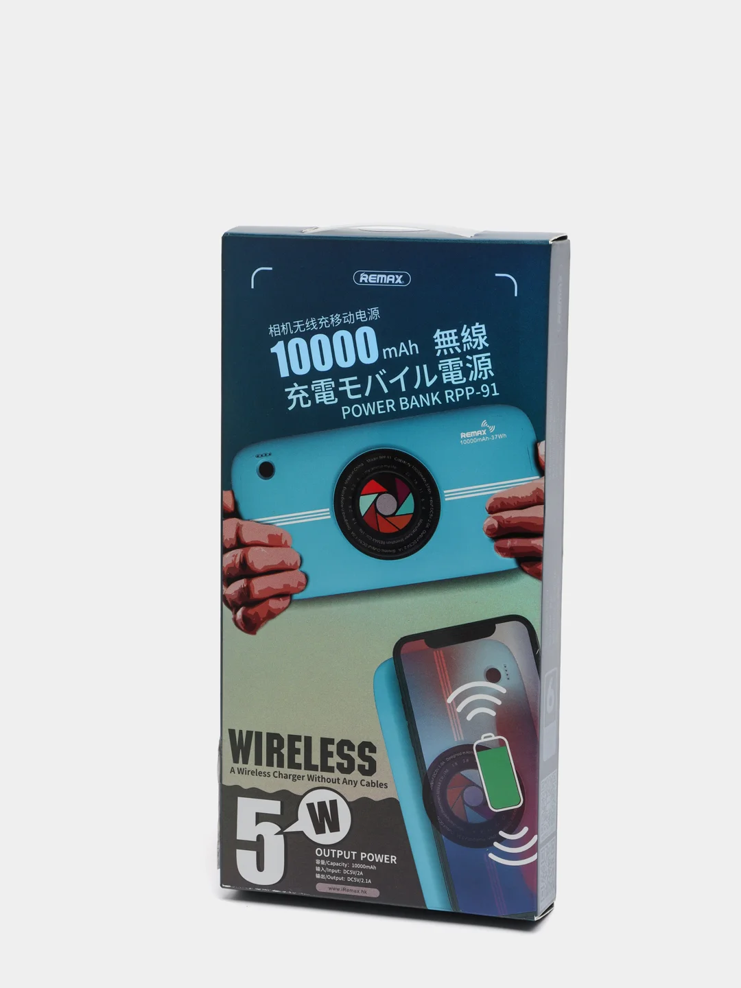 Синий мобильный аккумулятор (PowerBank) REMAX Camera wireless RPP-91 10000 mAh