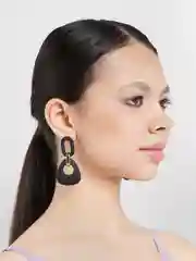 Горчичный серьги цепи / Серьги круглые