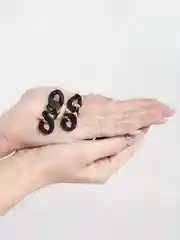 Угольный серьги цепи / Серьги круглые