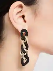 Угольный серьги цепи / Серьги круглые
