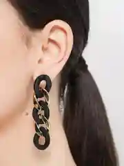 Угольный серьги цепи / Серьги круглые
