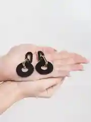 Желтый серьги цепи / Серьги круглые
