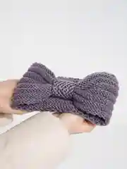 Серый женская повязка вязаная на голову