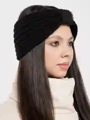 Черный женская повязка вязаная на голову