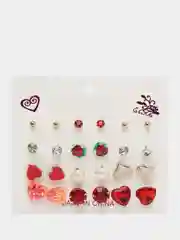 Алый серьги-гвоздики, 12 пар