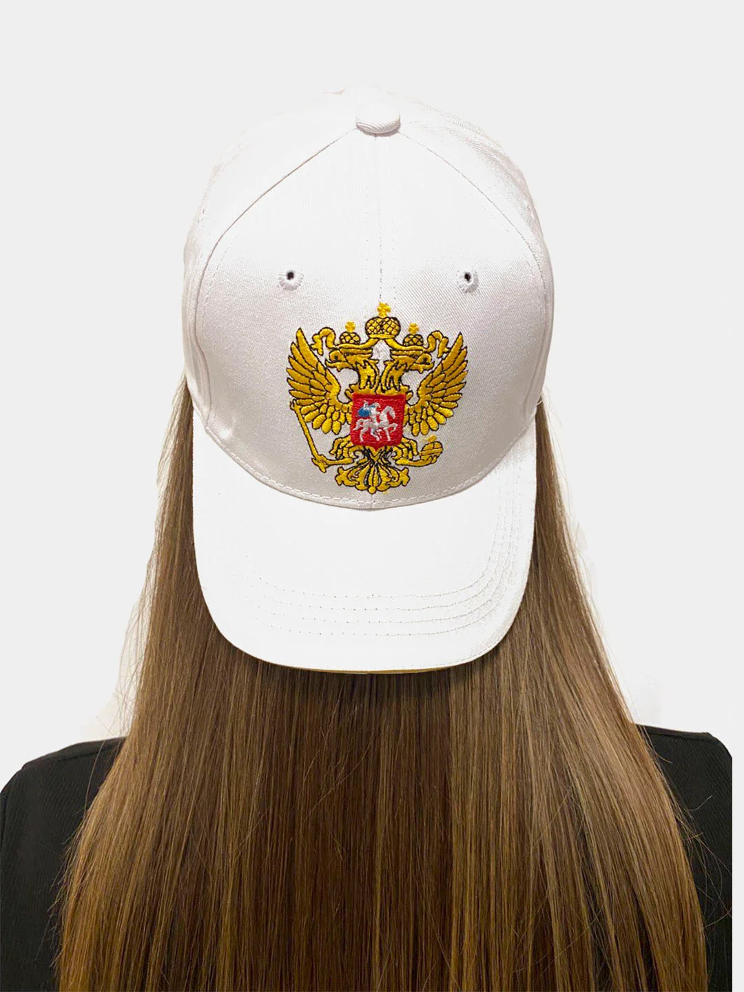 Белый бейсболка классическая с гербом России/ Россия вперед/ унисекс