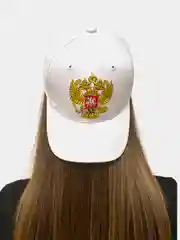 Белый бейсболка классическая с гербом России/ Россия вперед/ унисекс