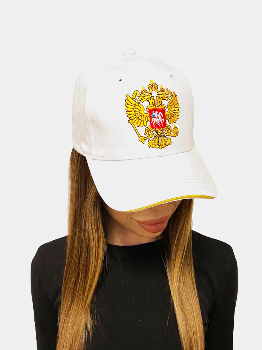 Белый бейсболка классическая с гербом России/ Россия вперед/ унисекс