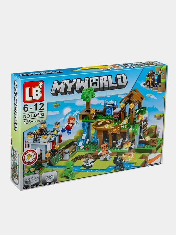 Конструктор LB 593, Майнкрафт, Minecraft, Сражение в деревне, совместим с лего