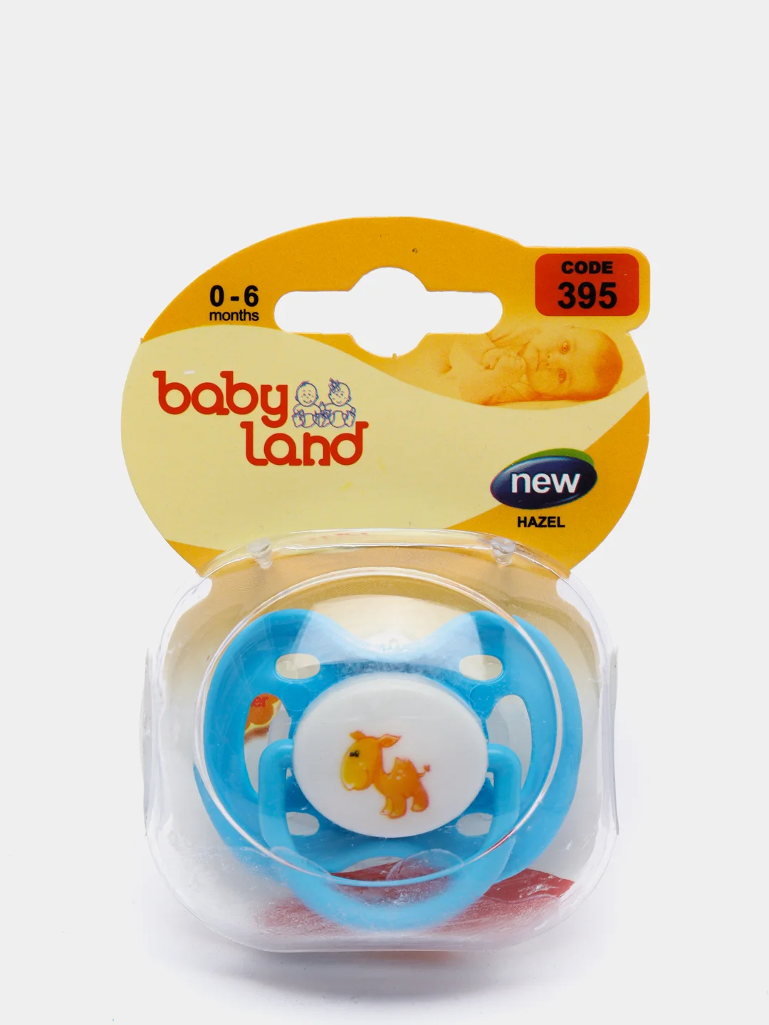 Голубой соска-пустышка Baby Land с рисунком силиконовая круглая, 0 мес+