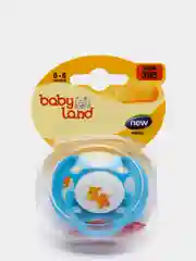 Голубой соска-пустышка Baby Land с рисунком силиконовая круглая, 0 мес+