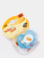 Голубой соска-пустышка Baby Land с рисунком силиконовая круглая, 0 мес+