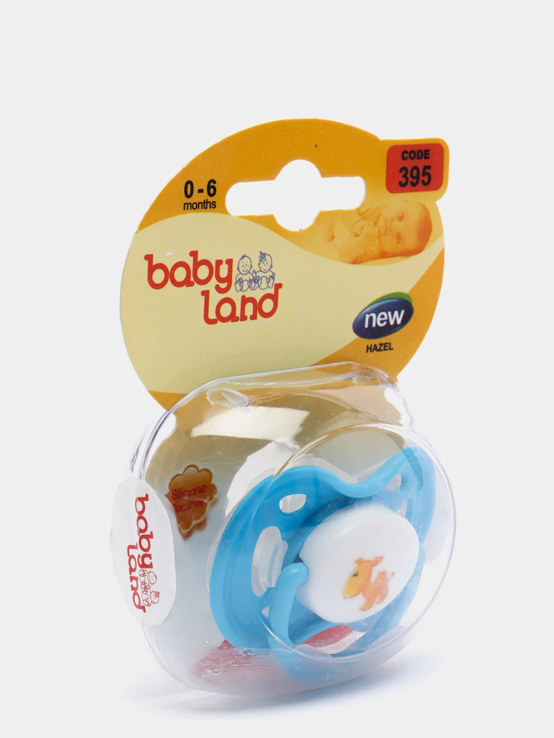 Голубой соска-пустышка Baby Land с рисунком силиконовая круглая, 0 мес+