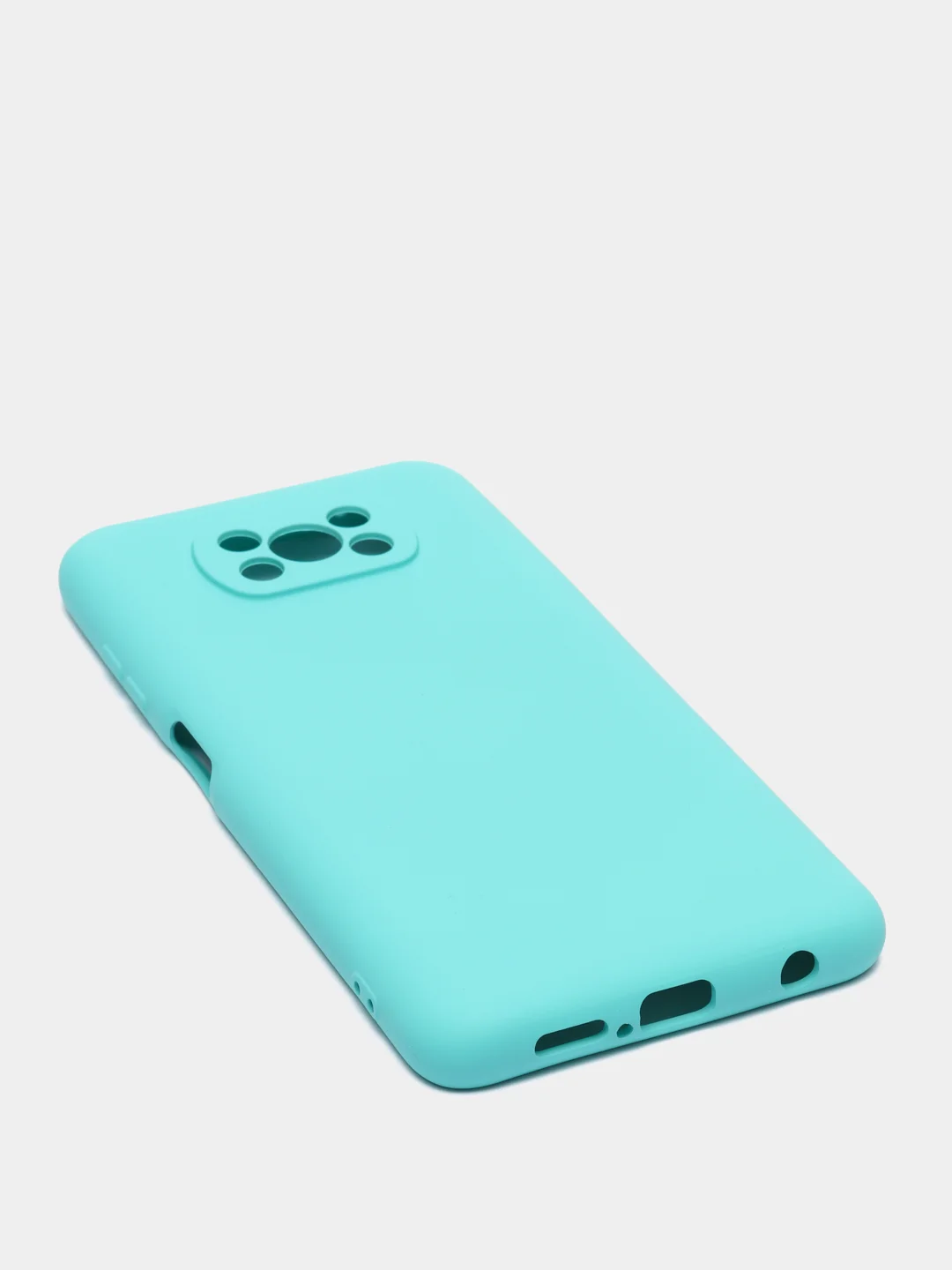 Бирюзовый чехол Xiaomi POCO X3 /POCO X3 PRO с защитой камеры и бархатом внутри