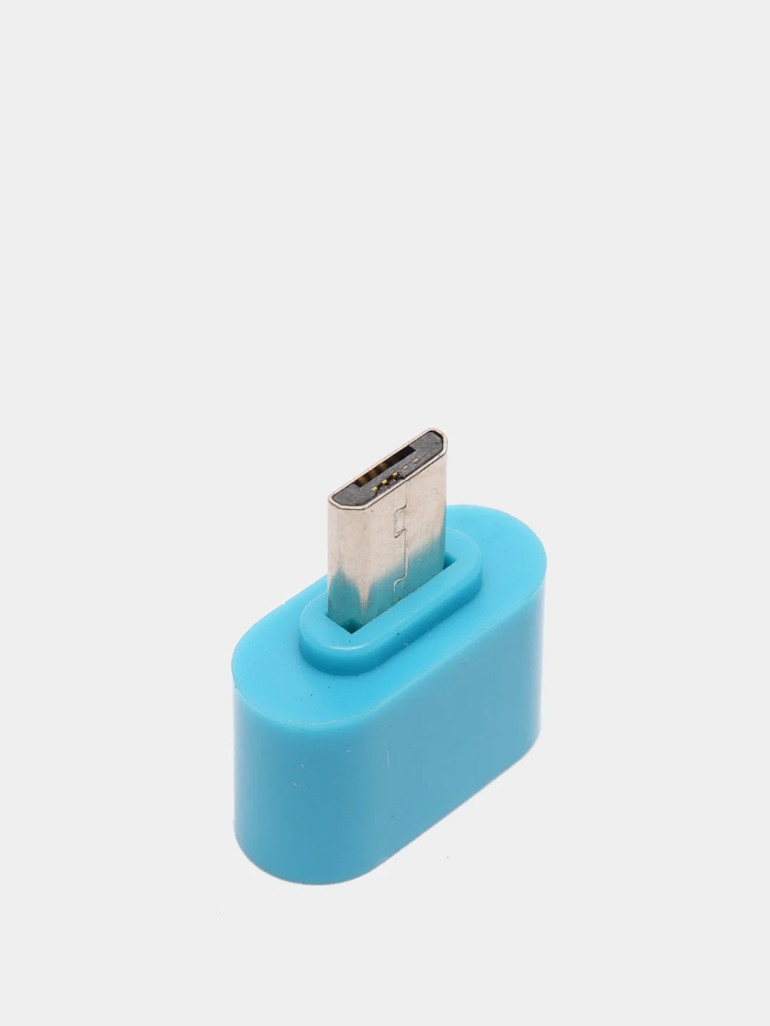 Голубой переходник OTG  USB - MicroUSB