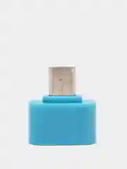 Голубой переходник OTG  USB - MicroUSB
