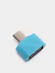 Голубой переходник OTG  USB - MicroUSB