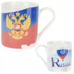 Вишнёвый кружка фарфоровая Russia, 480 мл, 6 видов, в подарочной упаковке