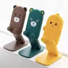 Желтый держатель стационарный для смартфона и планшета "Мультяшки"