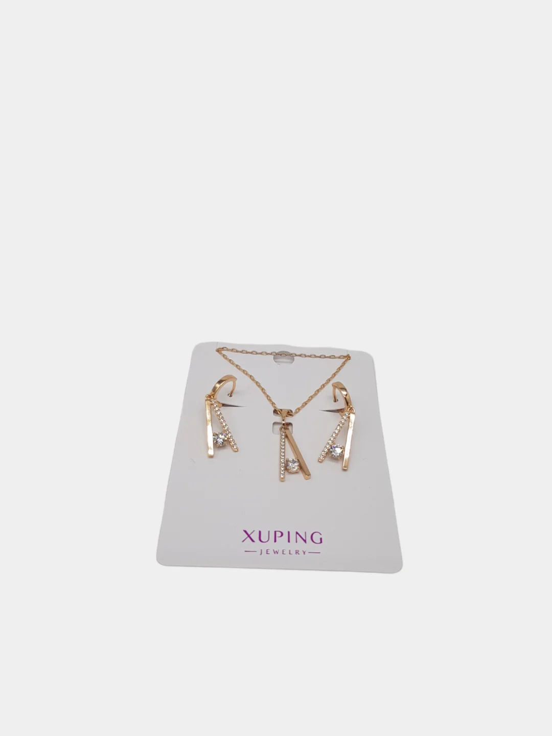 Золотой комплект: серьги и кулон на цепочке Xuping Jewelry