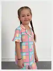 Розовый пижама для девочек/рубашка и брюки/классическая пижама
