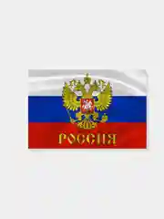 Флаг России с гербом и флагштоком