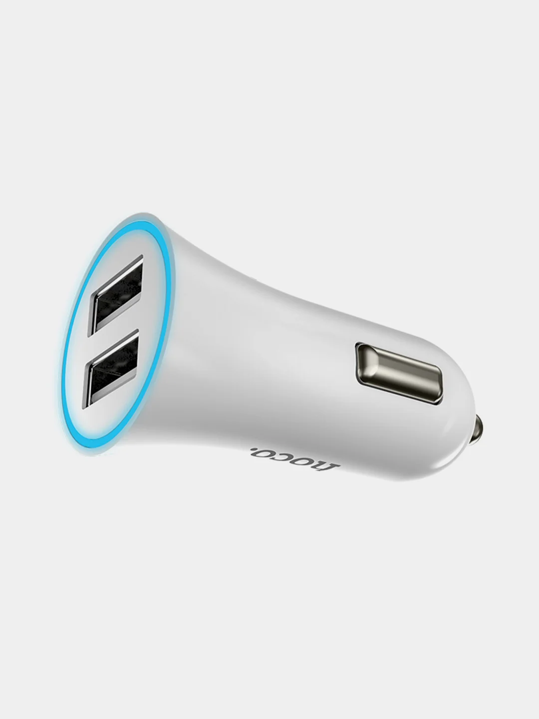 Белый автомобильное зарядное устройство HOCO UC204, 2 x USB, до 2.4A