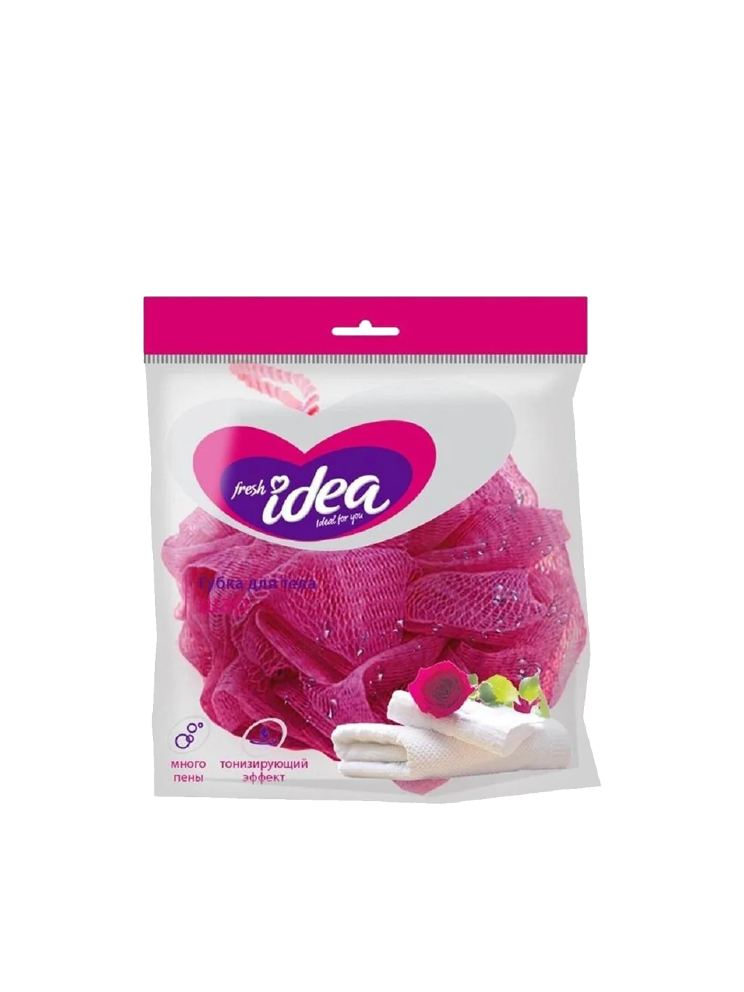 Мочалка "Fresh idea", розовая, шар