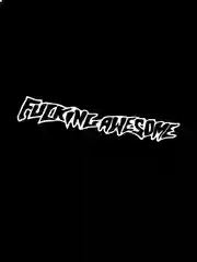 Белый наклейка "FUСKING AWESOME" на телефон, ноутбук, чехол