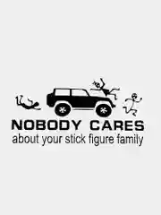 Черный наклейка  на авто "Nobody cares about your stick figure family"
