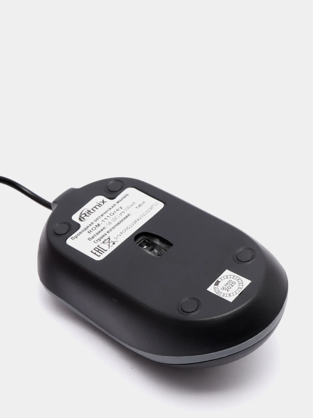 Серый мышь проводная Ritmix ROM-111 (оптическая, 3 кн., USB, 800 dpi)