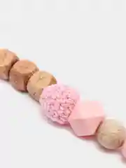 Розовый деревянный держатель для соски