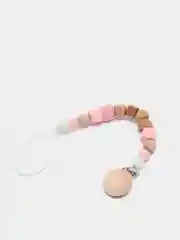 Розовый деревянный держатель для соски