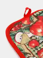Зеленый прихватка и варежка для кухни "Фрукты"