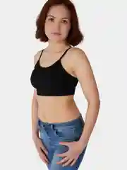 Черный базовый, бесшовный женский топ из микрофибры