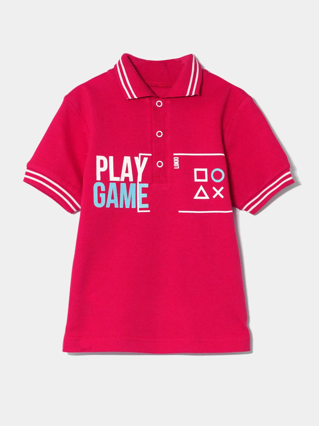 Красный футболка - поло детская для мальчика LOKKI, 2141-073 PLAY GAME