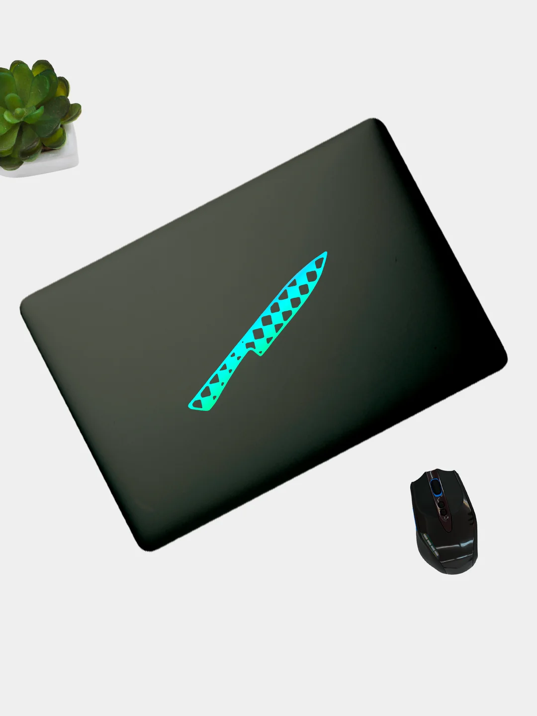 Ледяной переливающаяся наклейка Knife "Нож в ромбиках", без фона, на любую поверхность