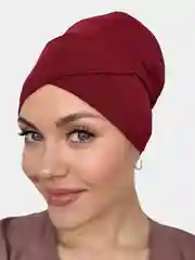 Багровый косой чепчик, шапочка под платок