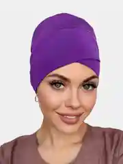 Фиолетовый косой чепчик, шапочка под платок