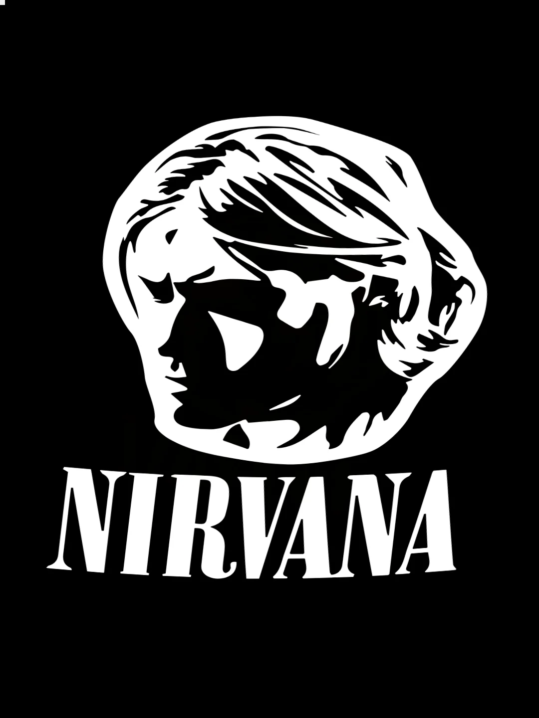 Белый переливающаяся наклейка "Нирвана. Курт Кобейн" (Nirvana), без фона