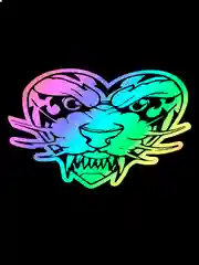 Ледяной переливающаяся наклейка Tiger sticker "Тигр в сердце", без фона