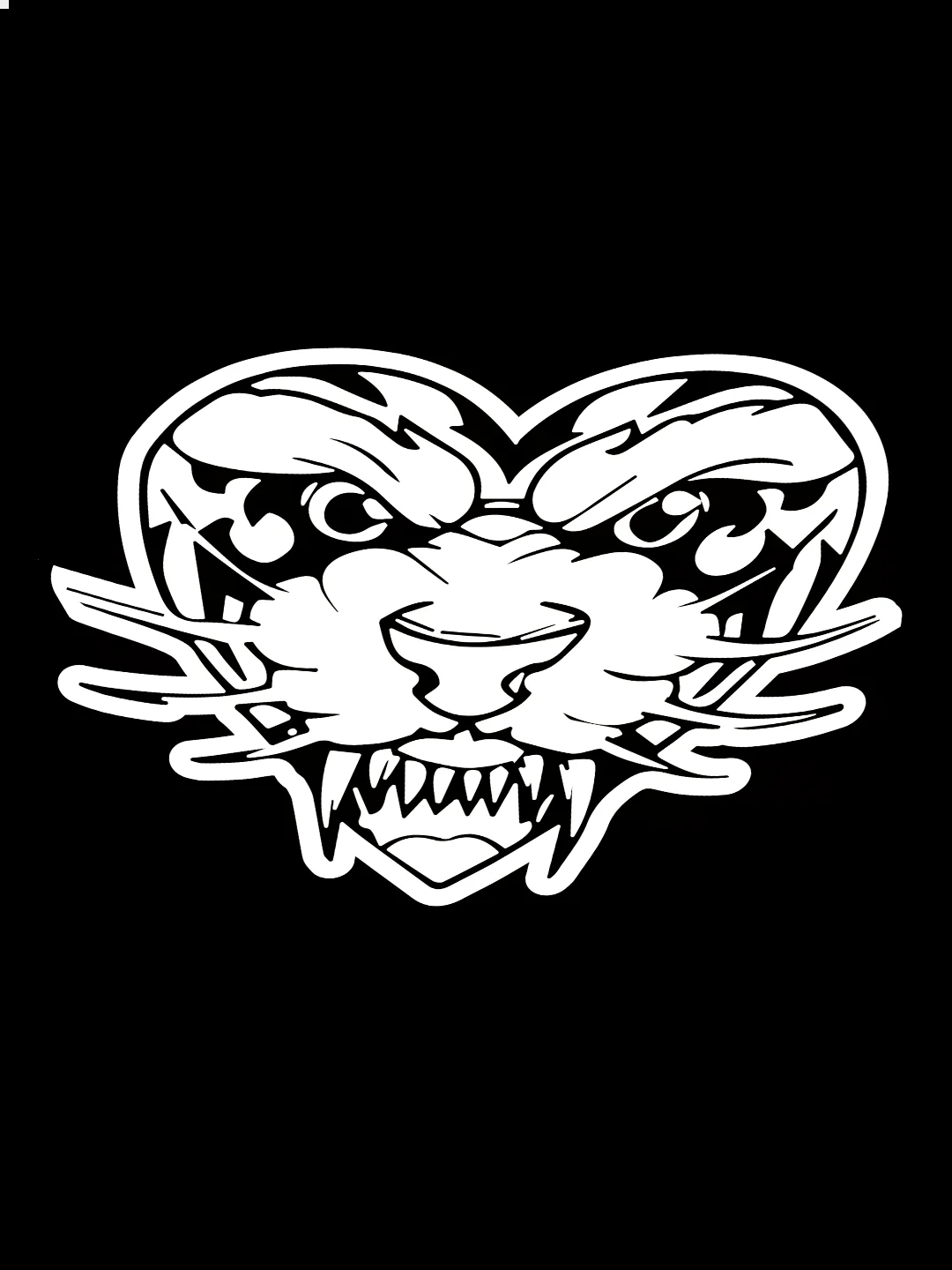 Белый переливающаяся наклейка Tiger sticker "Тигр в сердце", без фона