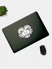 Белый переливающаяся наклейка Tiger sticker "Тигр в сердце", без фона