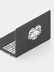 Белый переливающаяся наклейка Tiger sticker "Тигр в сердце", без фона