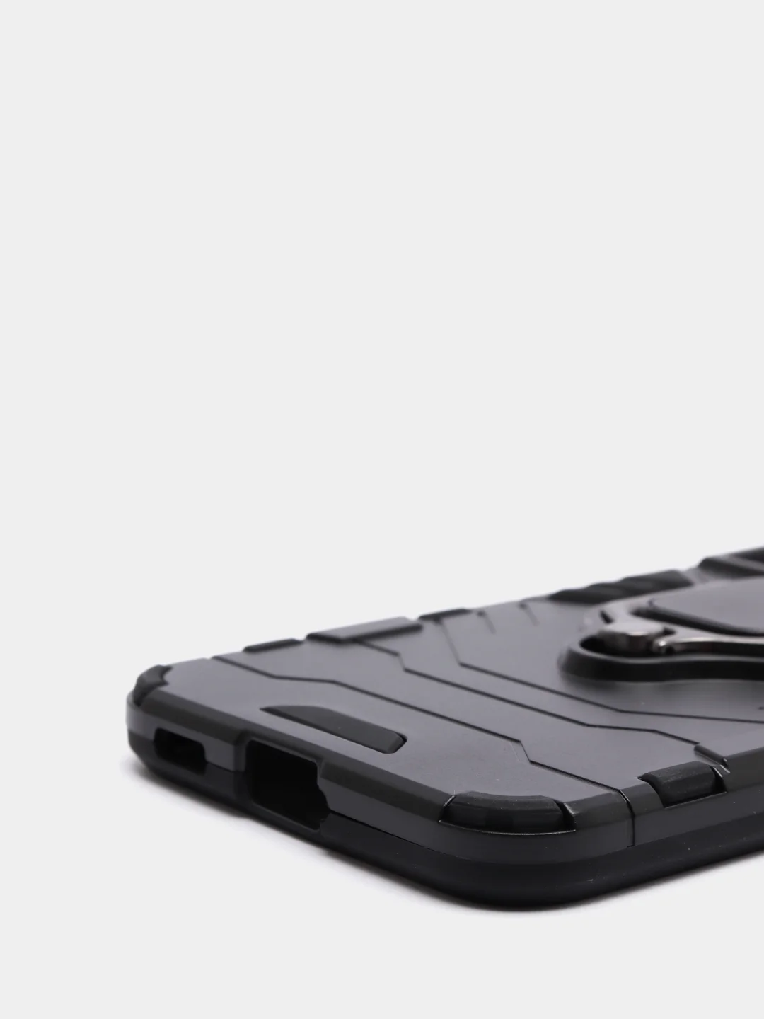 Черный чехол противоударный с кольцом-держателем на Samsung Galaxy S22 (Самсунг Галакси С22)
