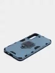 Синий меланж чехол противоударный с кольцом-держателем на Samsung Galaxy S22 (Самсунг Галакси С22)