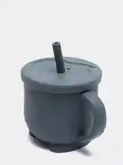 Серый поильник с трубочкой, из пищевого силикона