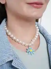 Голубой жемчужное колье на шею с подвеской "flower"
